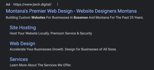 An Example of Our PPC Search Ads with Extensions