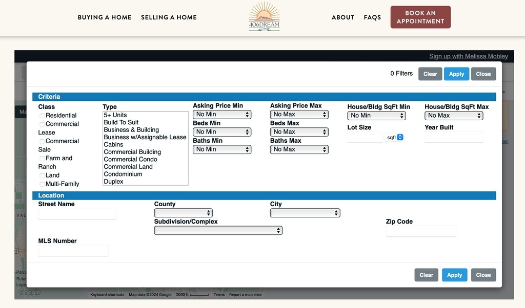 406Dream's property search tool