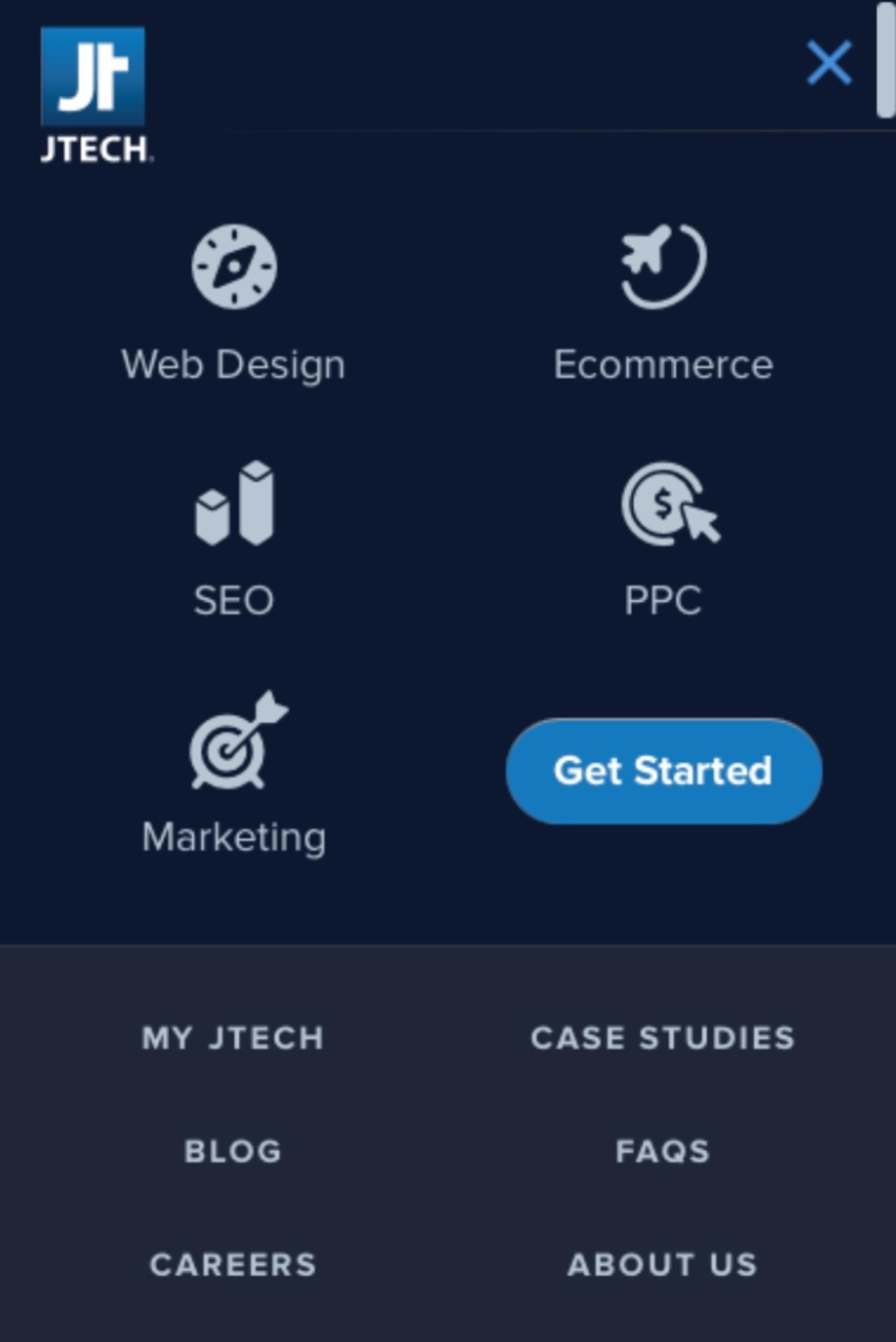 JTech's Mobile Site Menu: Expanded