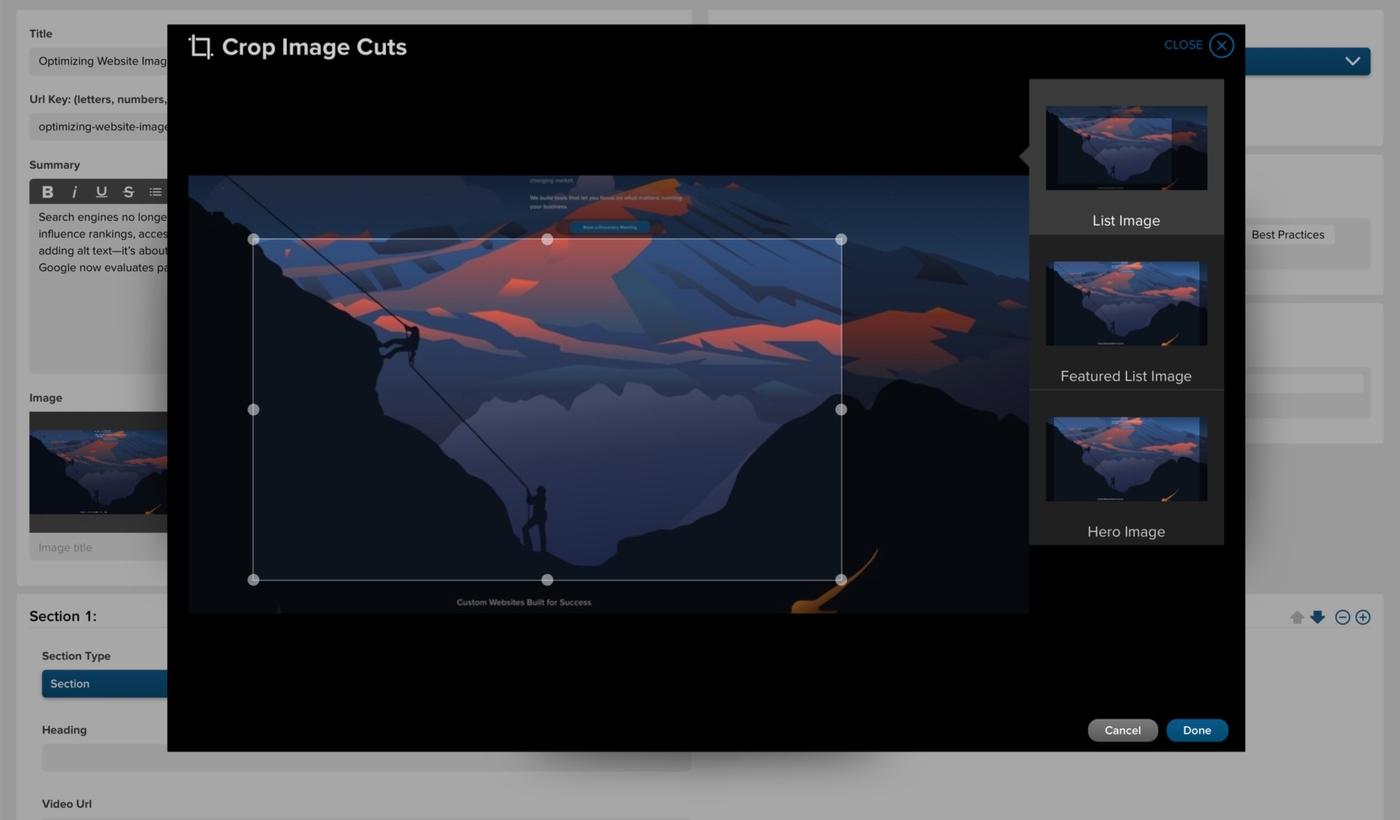 My JTech Image Cuts and Crop Management