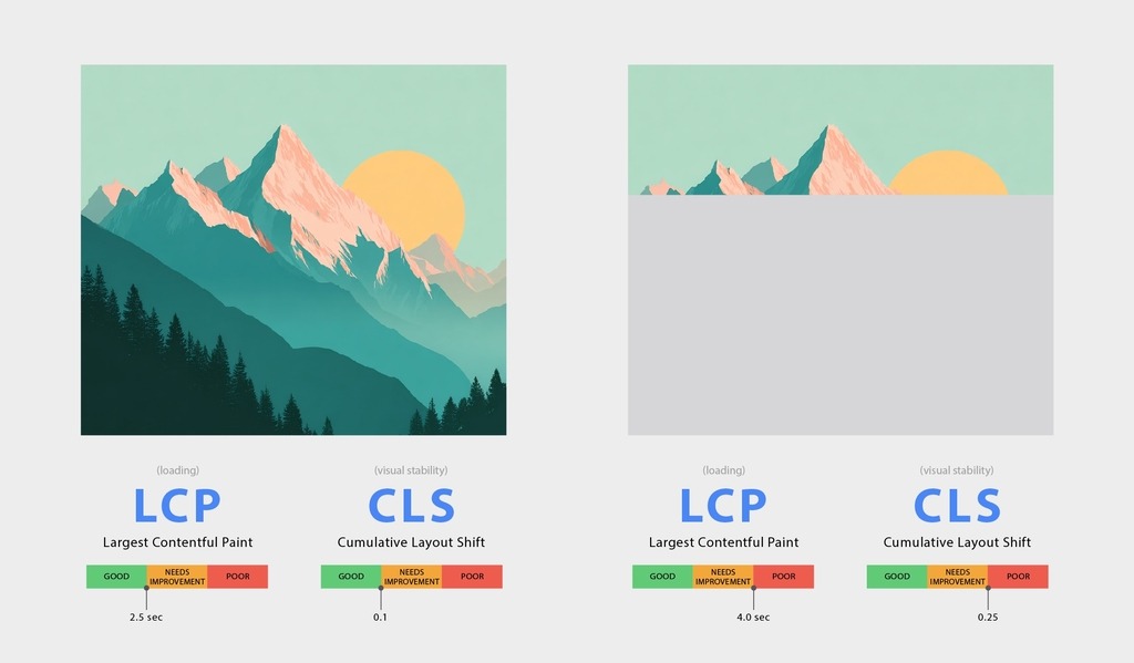 Optimized, highly performant images significantly improve PageSpeed scores for LCP and CLS