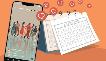 Image of digital content intersecting with a clock or calendar.