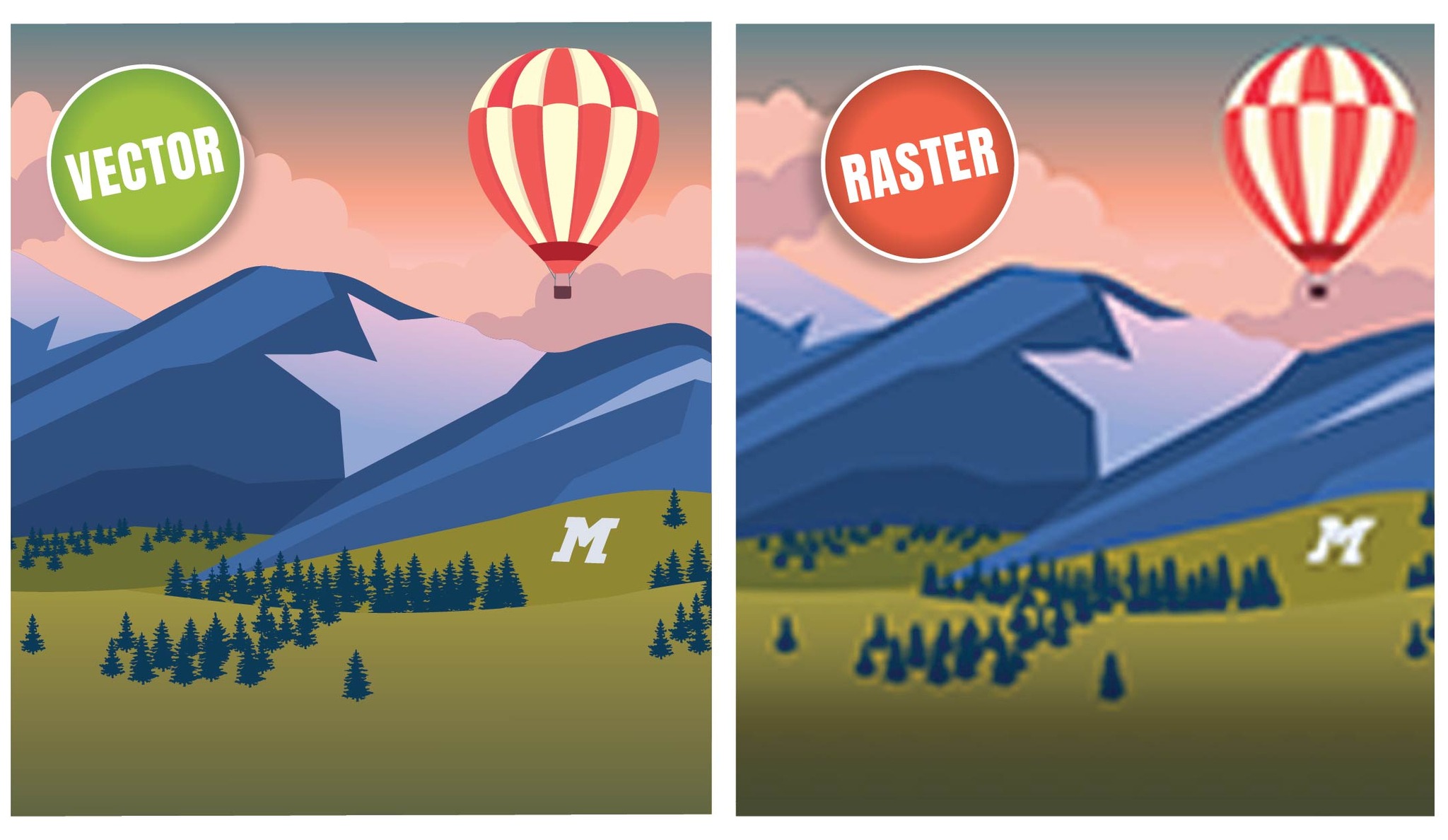 Vector vs raster image comparison