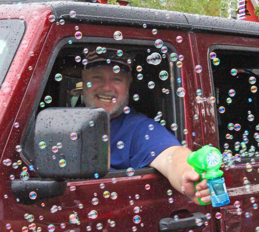 Josh had a little too much fun with his bubble gun.