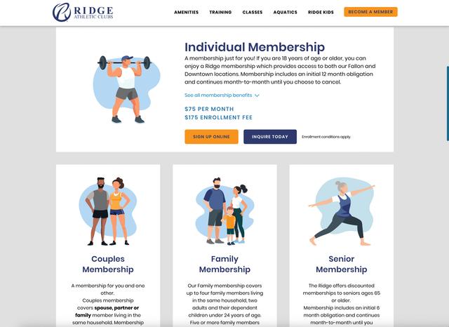 Easily compare membership packages