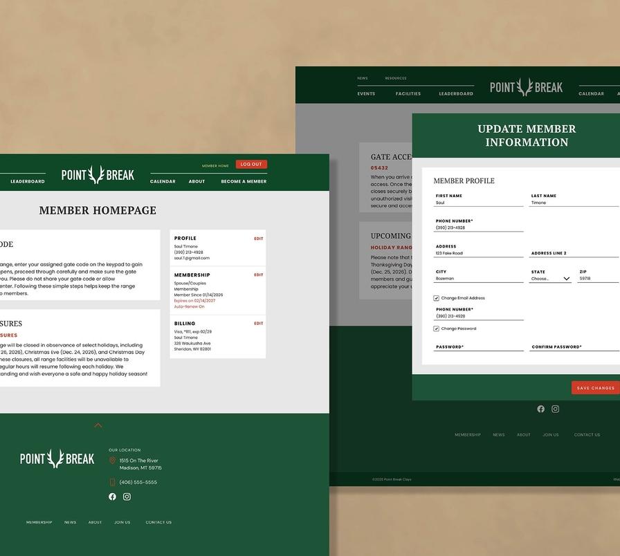 A Member dashboard shows club members events, club notifications and renewals.