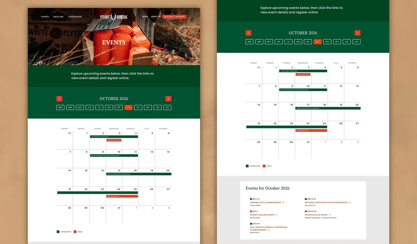 JTech's events calendar gives members easy access to all upcoming events and shoots.