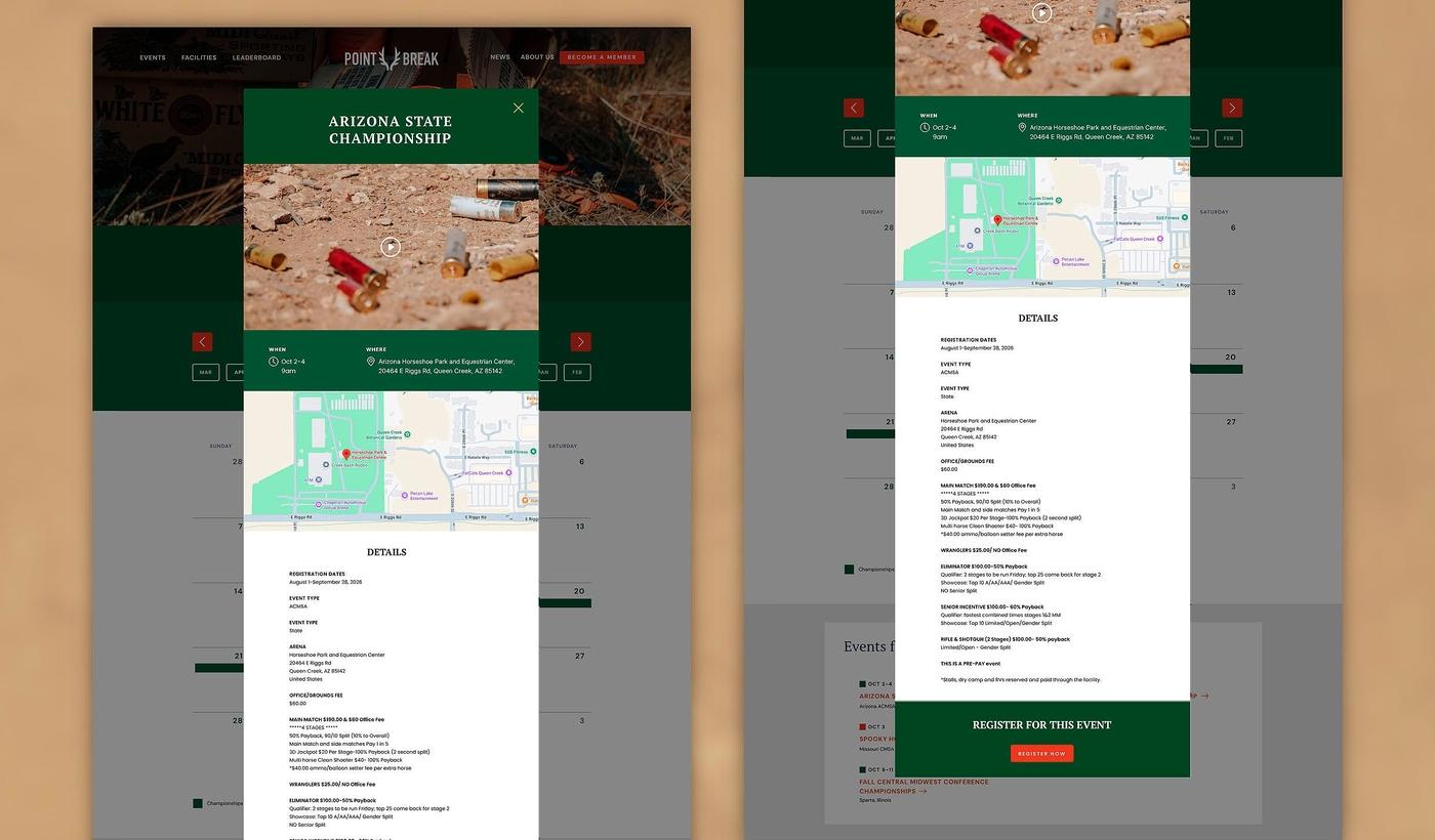 Easy to view details give members all the information they need for events and registration access online.