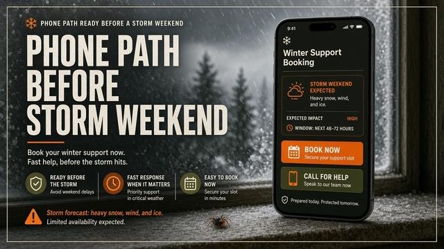 Concept of a storm-weekend path cleared after phone fixes