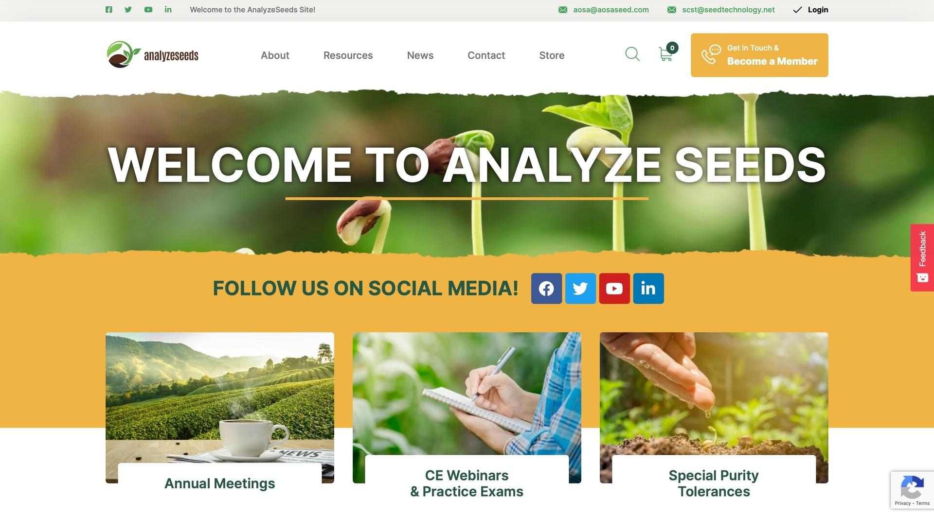 Web Support for The Association of Official Seed Analysts screen shot