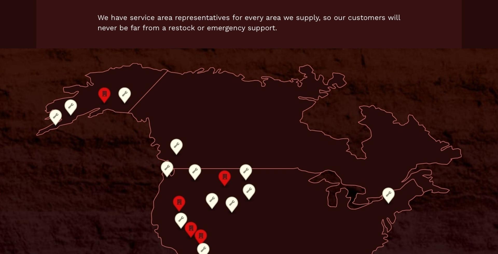 Techline Service's Custom Locations Map