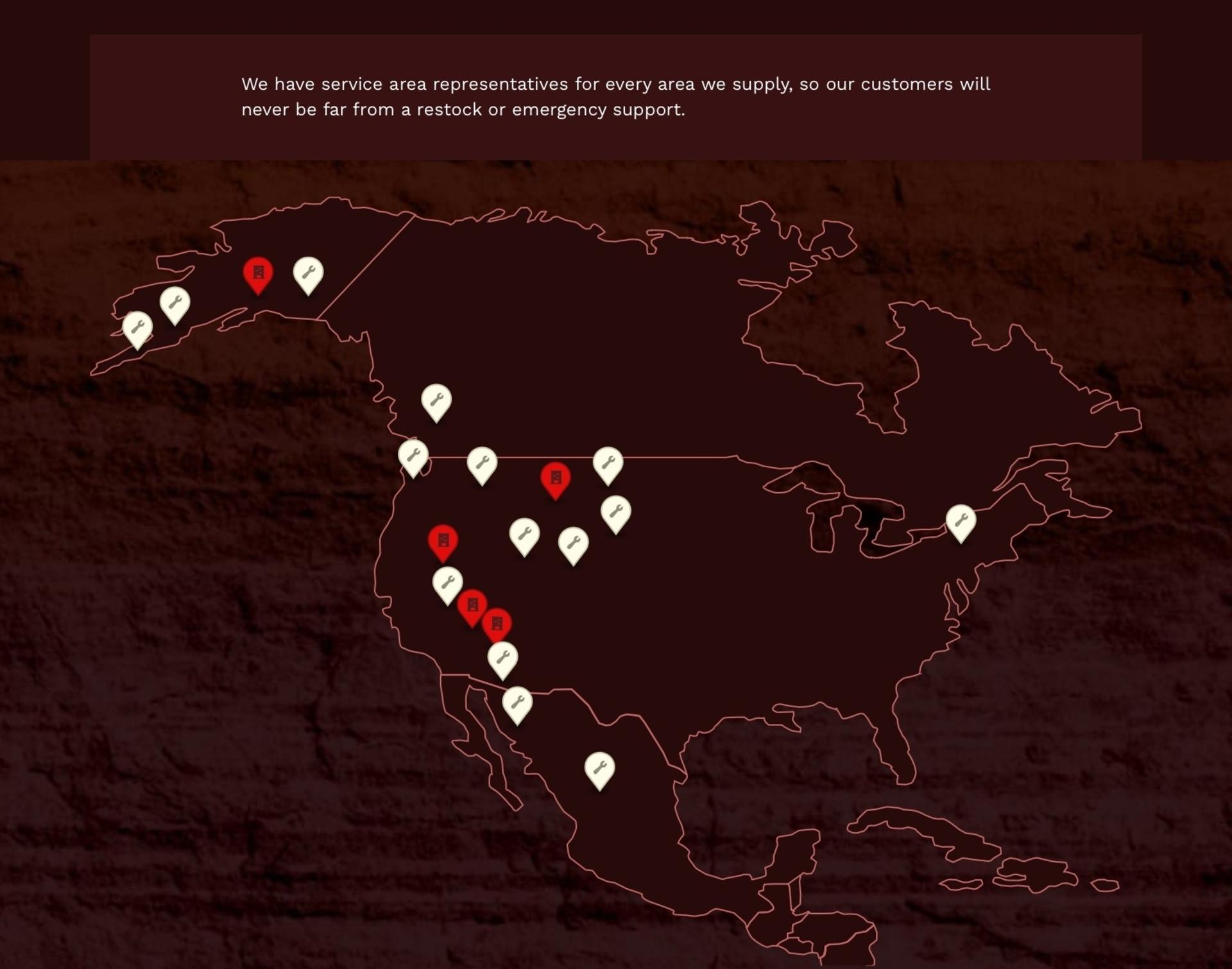 Techline Service's Custom Locations Map