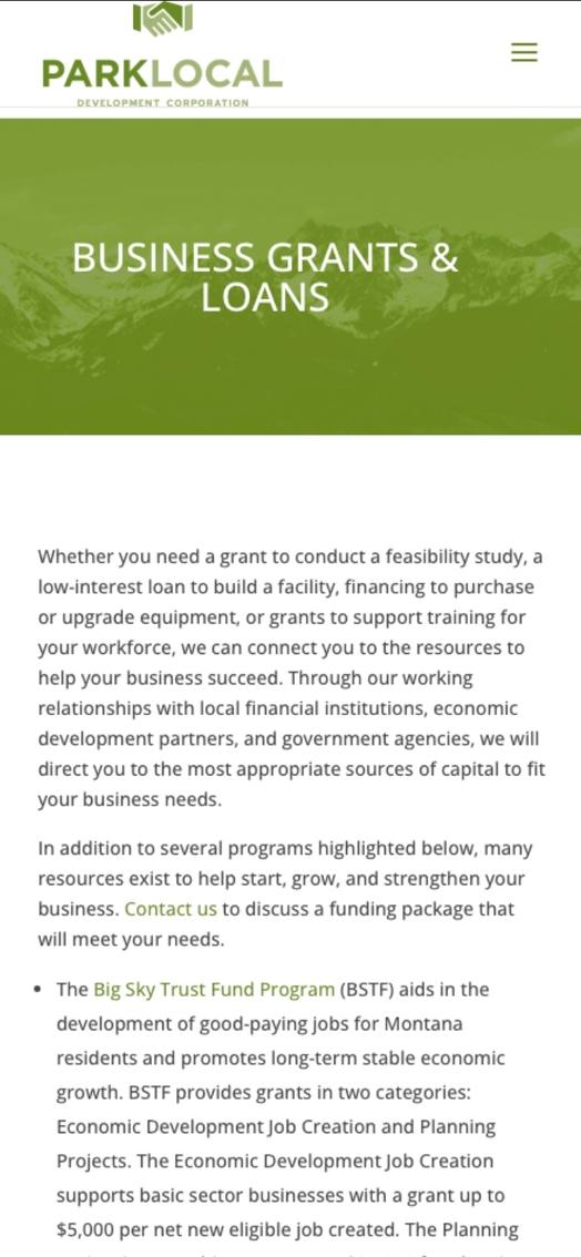 Business Grants and Loans Page