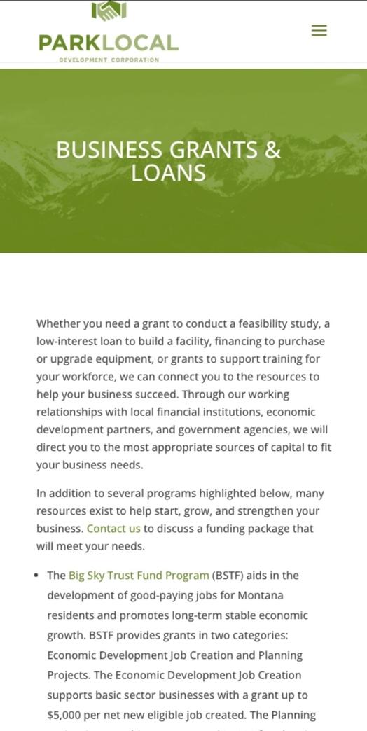 Business Grants and Loans Page
