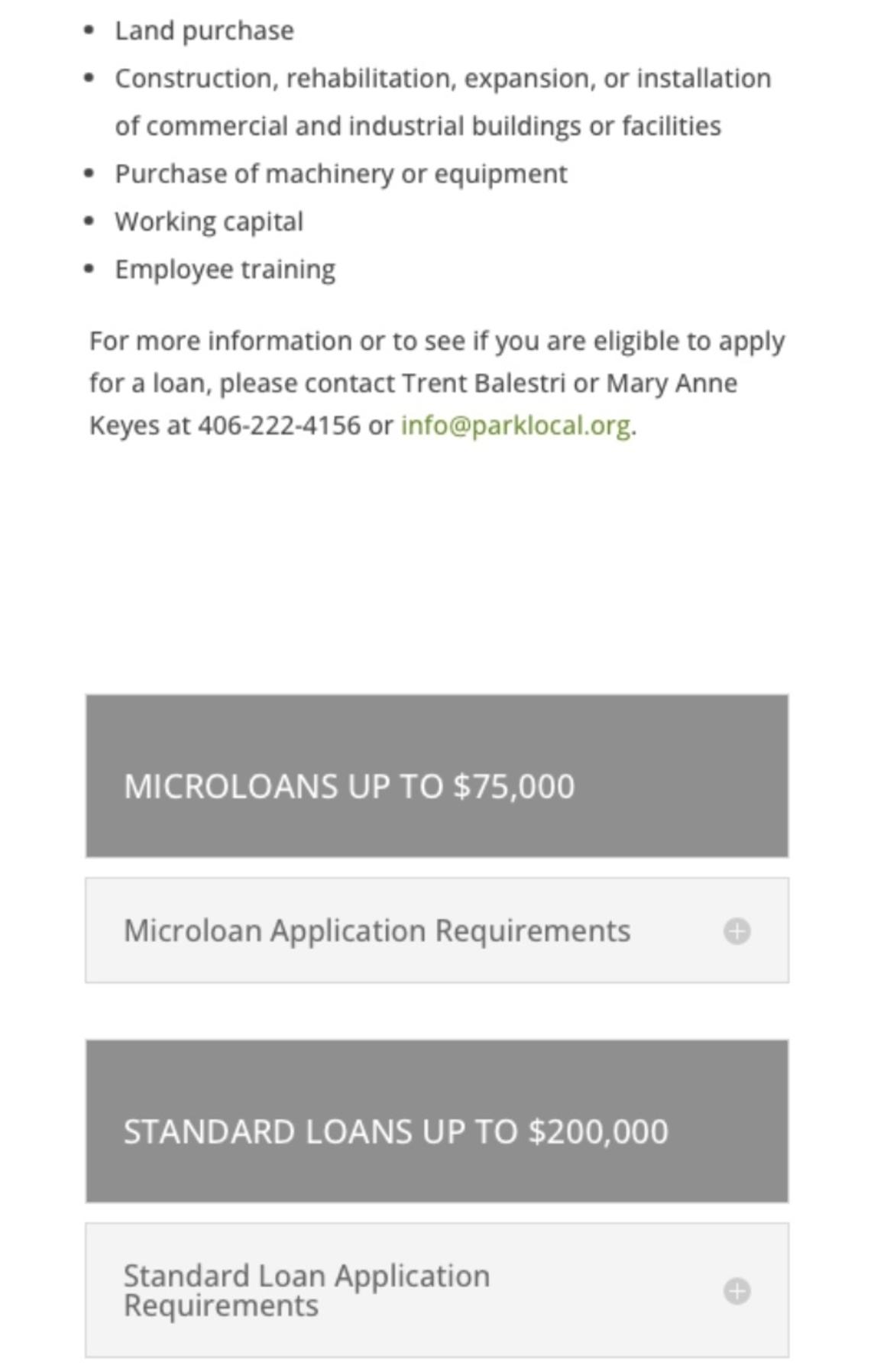 Park Local's Loan Fund