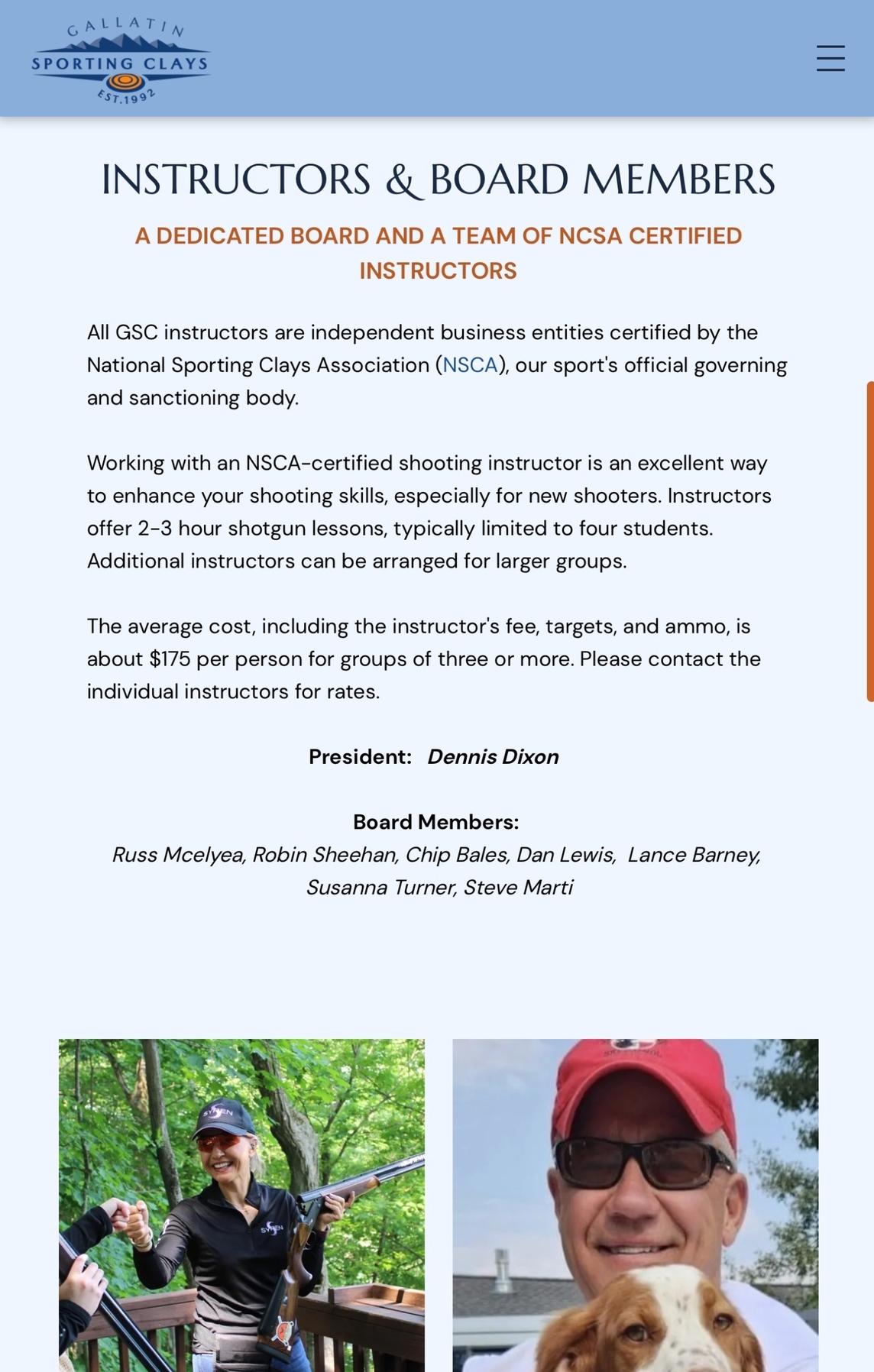 About Us - Instructors & Board Members
