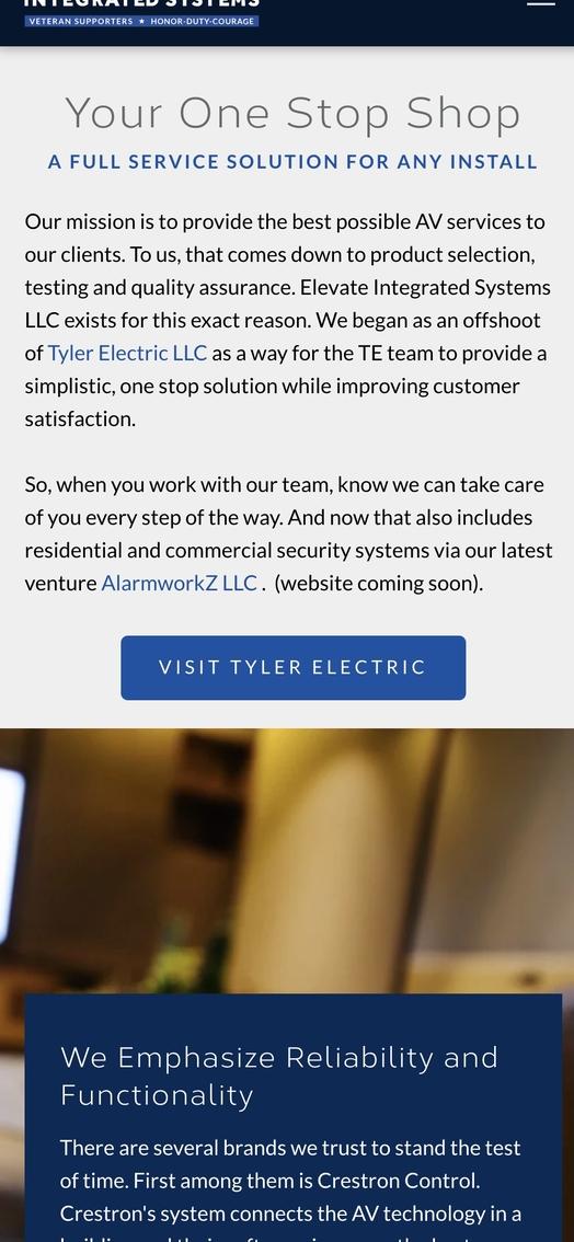 Elevate Integrated Home Page