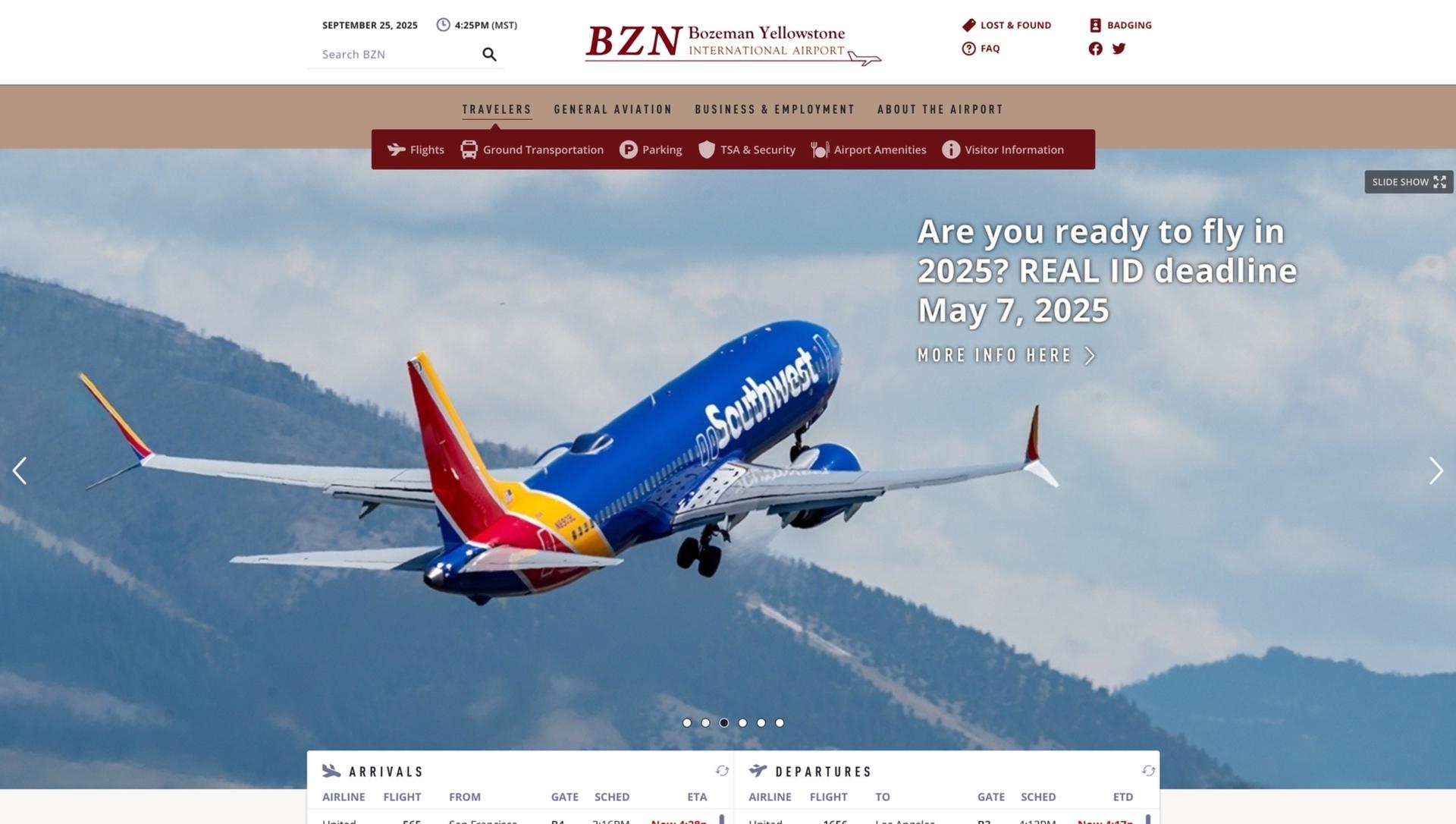 Bozeman Airport screen shot