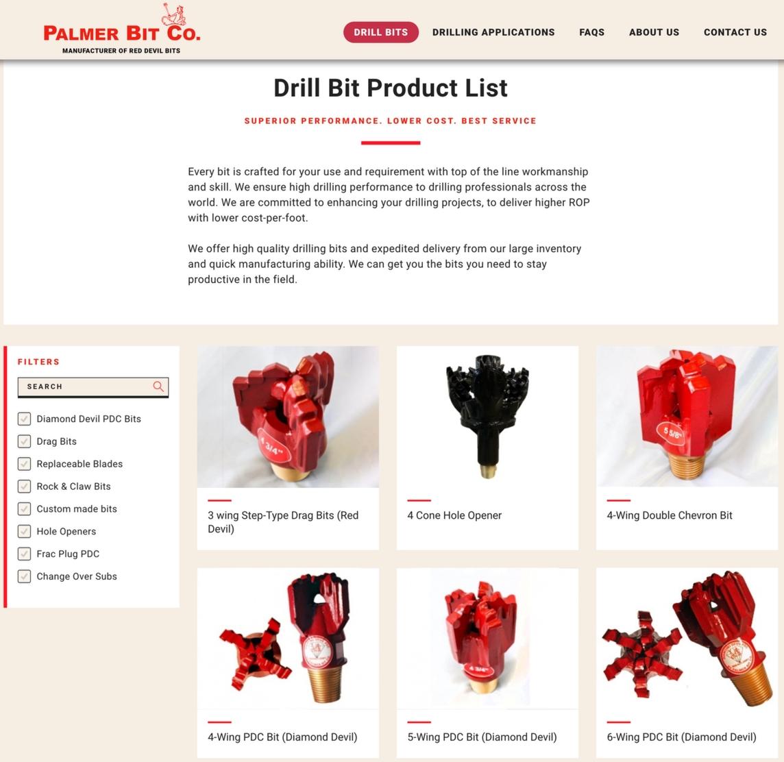 Palmer Product List