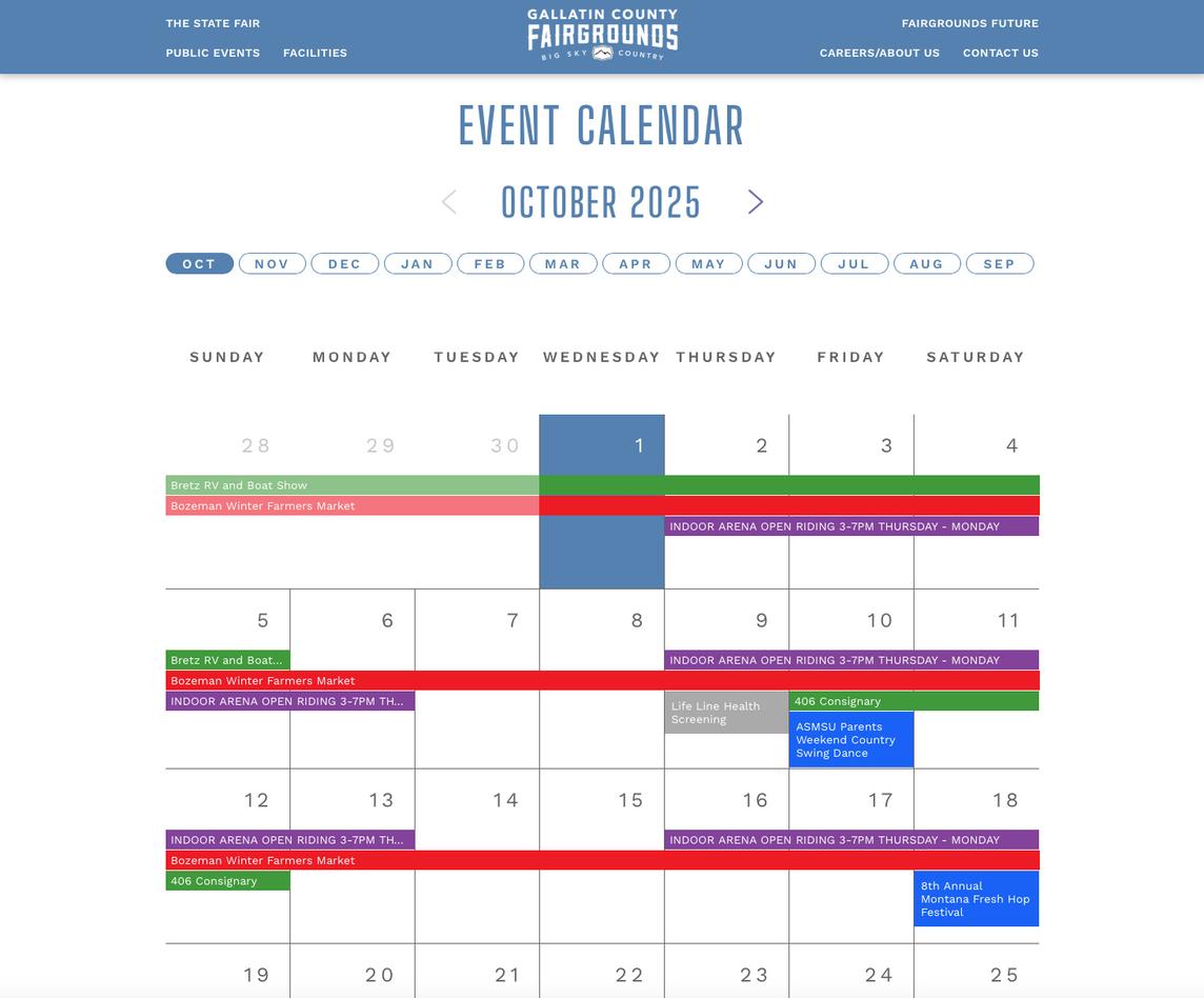 Fairgrounds Calendar