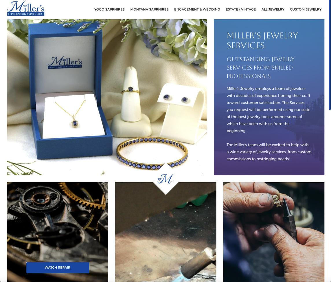 The Miller's Jewelry repair service page