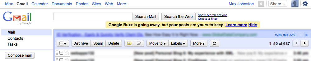 Gmail Layout, Late 2011